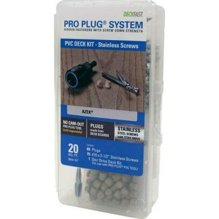 Pro Plug PVC Plugging System for AZEK Slate Gray Decking - Stainless Steel - 75 pcs for 20 Sq.