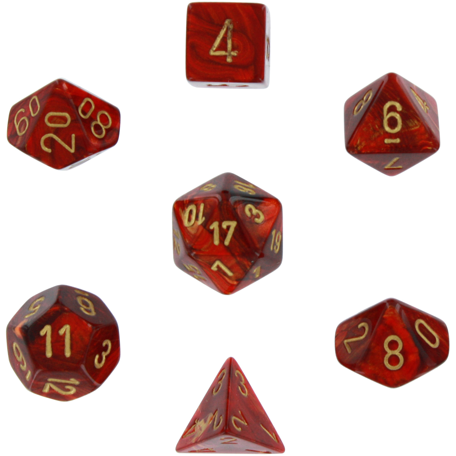 Polyhedral 7-Die Scarab Dice Set -Scarlet with Gold - Walmart.com