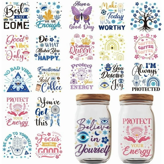 PVC DIY Heat Transfer Paper for UV Sublimation Cup Eye 110x240mm 10 style 1pc/style 10pcs/set