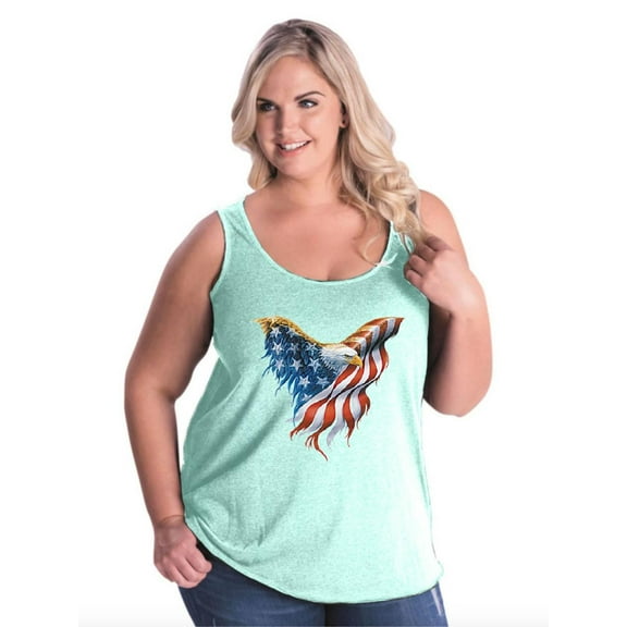 IWPF - Women's Plus Size Tank Top - American Flag Eagle USA