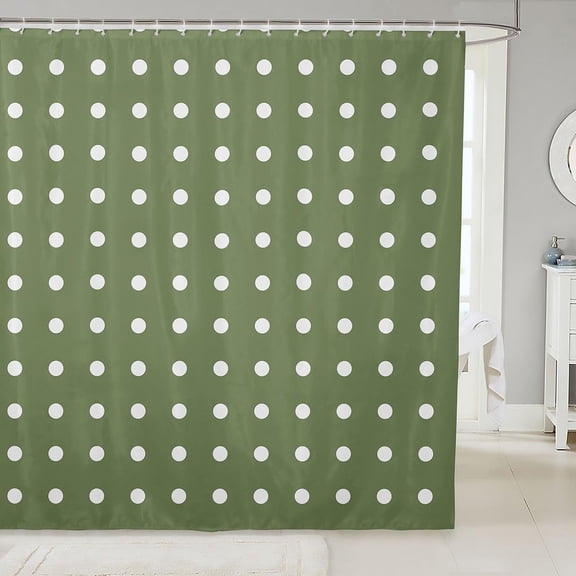 Green Polka Dot Fabric Shower Curtain for Bathroom 71x71 inches