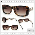thumbnail image 2 of Womens Classy Rectangle Retro Mod Designer Fashion Luxe Sunglasses Tortoise - Brown, 2 of 8