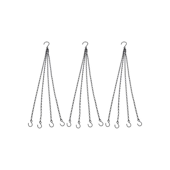 Dleadar Hanging Basket Chains 23.5 Inch Long 4 Point Plant Hanger Weather-Resistant Iron Chains for Flower Pots Bird Feeders Indoor Outdoor Decor Set of 3