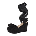 thumbnail image 1 of Sandalia con Tacon de 10 cm para Dama Mujer en Color Negro, Elaborado de Textil Acabado Gamuza. Cklass 669-43, 1 of 2