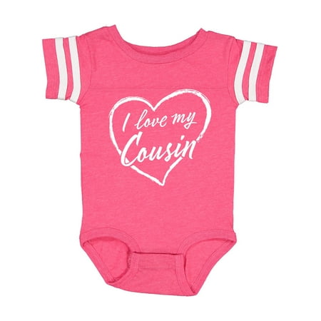 

Inktastic I Love My Cousin in White Chalk Heart Gift Baby Boy or Baby Girl Bodysuit
