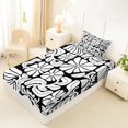 thumbnail image 4 of Homewish Bohemian Daisy Floral Twin Sheets,Abstract Aesthetic Bedding,White Black,3 Pieces,1 Fitted Sheet and 1 Pillowcase, 4 of 6