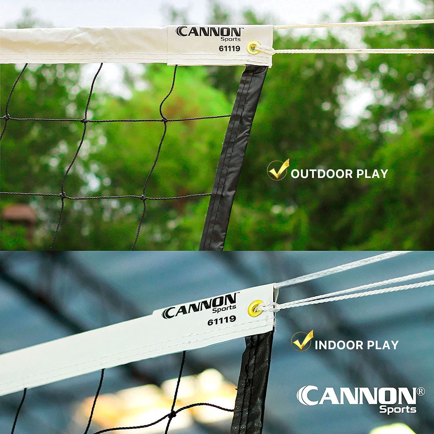 Cannon Sports Regulation Volleyball Net - Durable Indoor Outdoor Net 32 FT Length x 3 FT High for Competition, Backyard, Gym, Training, & Beach Play - Pro Quality 6mm Braided Rope Cable - Easy Setup