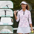 thumbnail image 6 of Uorisanigo Cute Golf Women's 3/4 Sleeve Athletic Golf Shirts Breathable Quick Dry Athletic Polo Workout Tops with Zipper Versatile Fashionable Pullover for Workout Sports Size S, 6 of 7