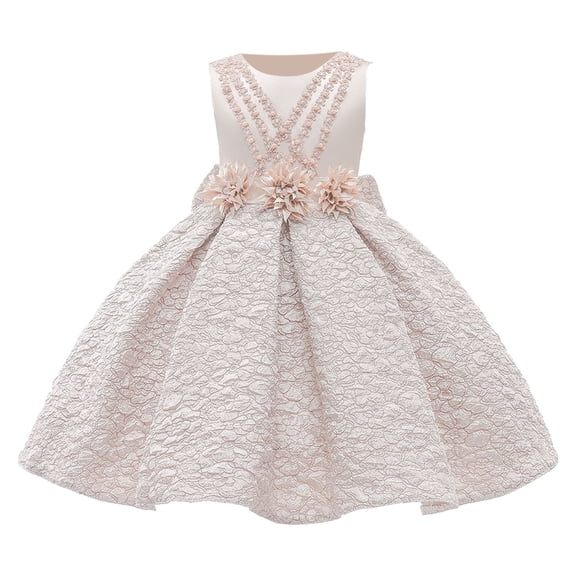 Likimi Toddler Girls Formal Dress Elegant Sleeveless Crew Neck Solid Color Fashionable Casual Summer Dress Pink Size 2-3 Years