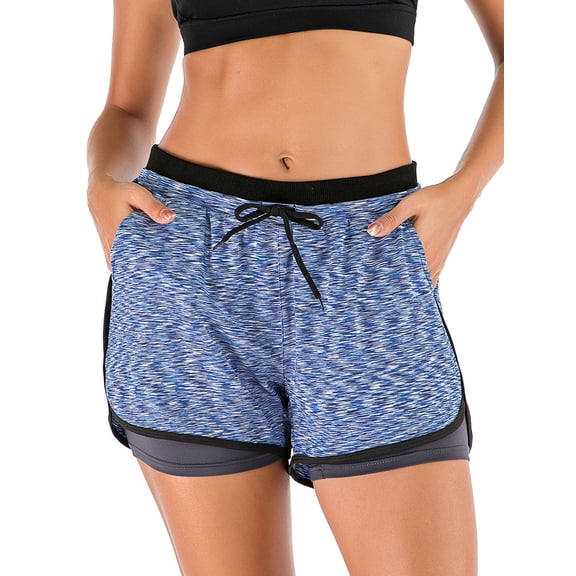 FUTATA Womens 2 In1 Running Athletic Workout Yoga Shorts With Pockets,High Elastic Sports Shorts For Women