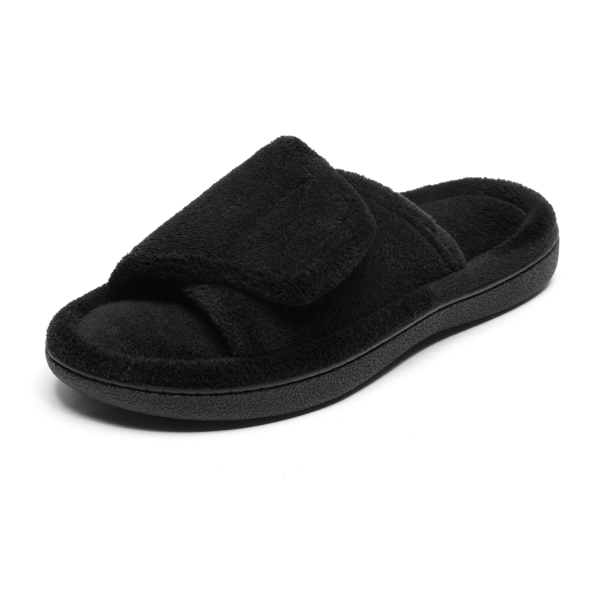 Dream Pairs Women's House Memory Form Fuzzy Shoes Orthotic Slippers with  Arc Support for Open Toe Cozy Fur Slide Sandals DSL218W BLACK Size 11-12 -  Walmart.com
