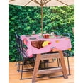 thumbnail image 3 of nqOlkjepod Pink Dessert Outdoor Tablecloth with Umbrella Hole & Zipper, Modern Art Colorful Watercolor Rectangle Table Cover 60x84 Inch, Dining Waterproof Table Cloth Protector for Patio/Party, 3 of 7