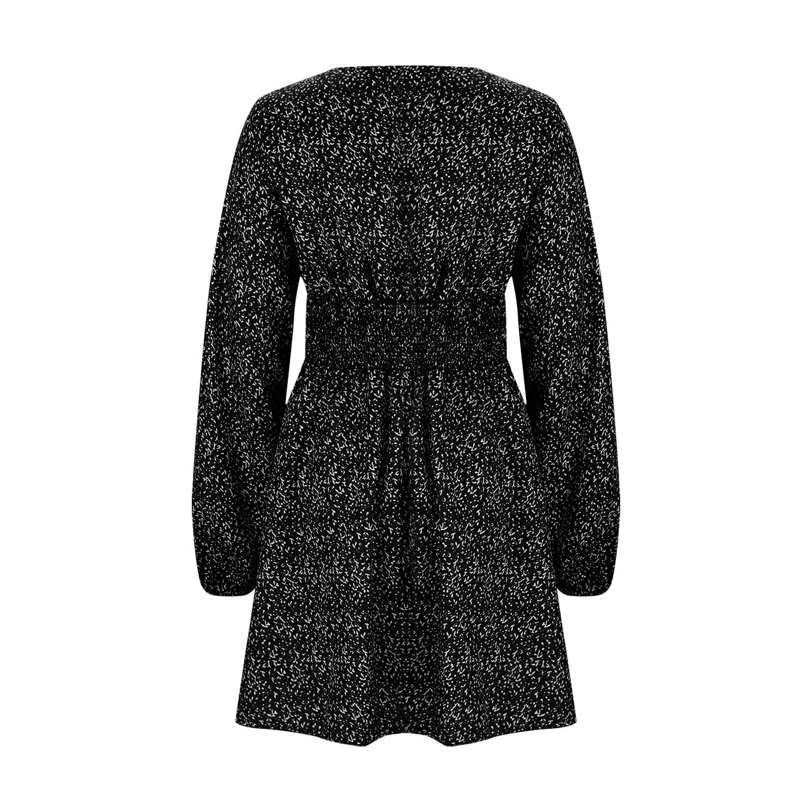 Summer Savings,Romper Dresses Women, Vestido estampado de manga larga para mujer, moda de verano, ocio, cuello en V