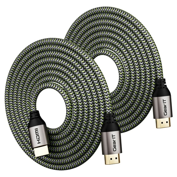 GearIT HDMI Cable (2-Pack / 6.6ft / 2m) High-Speed HDMI 2.0b, 4K 60hz, 3D, ARC, HDCP 2.2, HDR, 18Gbps - Nylon Braided Cord