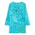 thumbnail image 3 of Robe à Manches Longues Imprimé Océan Polynésien Turquoise Jungle Vêtements pour Femmes Mode Soirée, 3 of 4