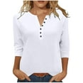 thumbnail image 2 of Craaazy Womens Shirts V-neck 3/4 Sleeve Womens Tops Button Tunic Blouse Gifts for Women, 2 of 9