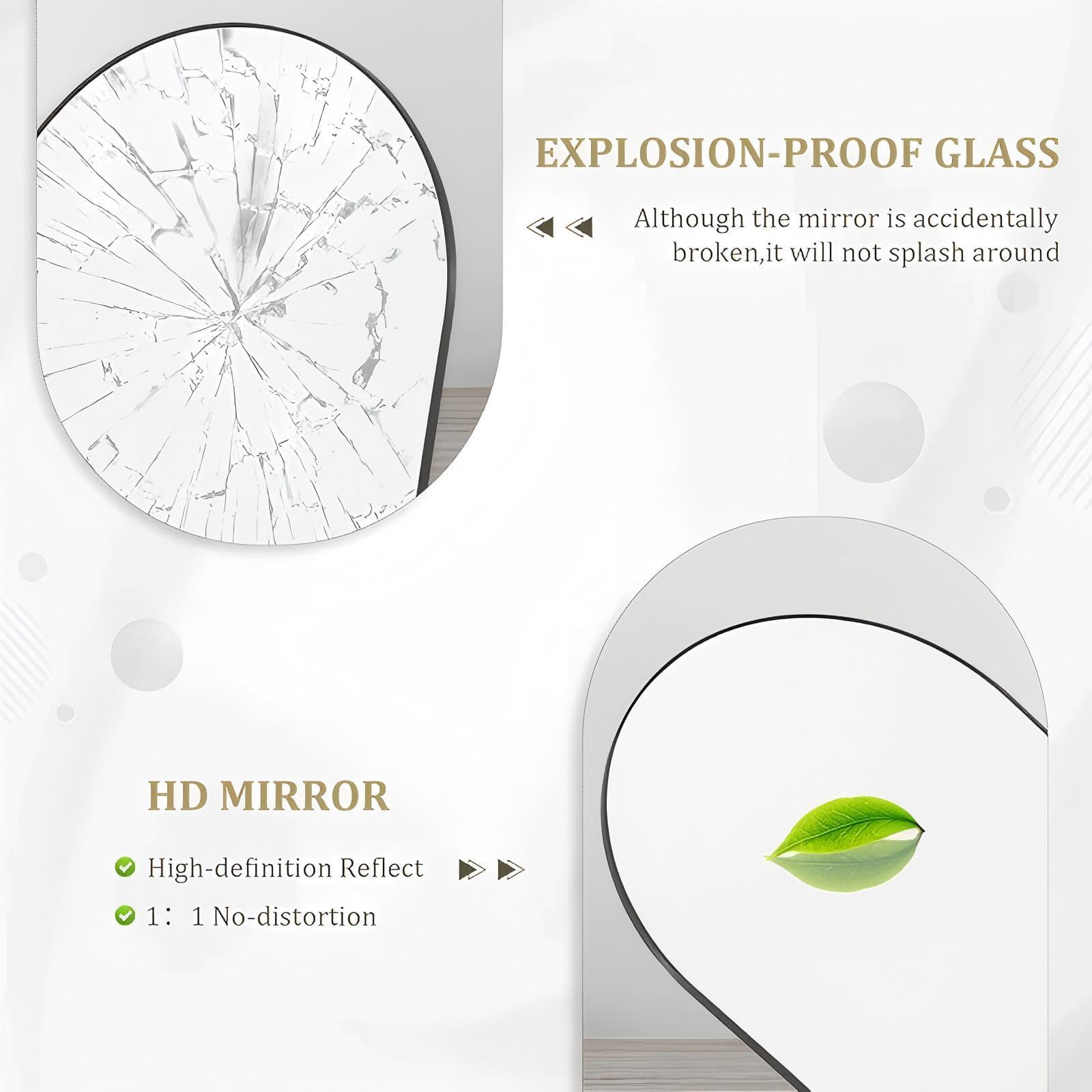 Anyrose 59.5" x 16" Arched Full Length Mirror Floor Mirror with Stand Wall-Mounted, Black