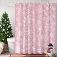 thumbnail image 4 of Shower Curtain 48"W x 72"L Winter Abstract Snowflake Pink Texture Fabric Shower Curtains Set with Hooks Water Repellent Bathroom Curtains Machine Washable Bathroom Accessories, 4 of 9