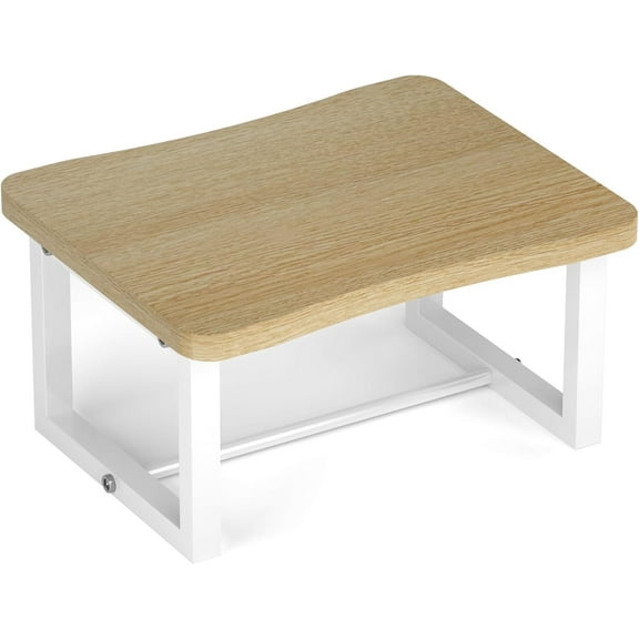 Wooden Step Stool for Adults & Kids, 500 Lbs Capacity,Learning Helper Stool for Kitchen Counter Bathroom Sink Toilet Potty Training with Metal Frame,Non-Slip Pads