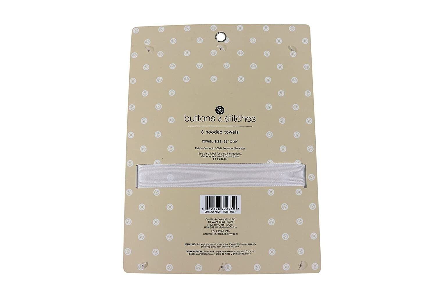 Cudlie Buttons Stitches Baby Girl 3 Pack Rolled Carded Hooded Towels in Crisp Blossom Print Walmart
