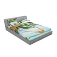 thumbnail image 2 of Ambesonne Beach Fitted Sheet & Pillow Sham Set, Ocean Sandy Shore Palm, Full, Green Cream Blue, 2 of 2
