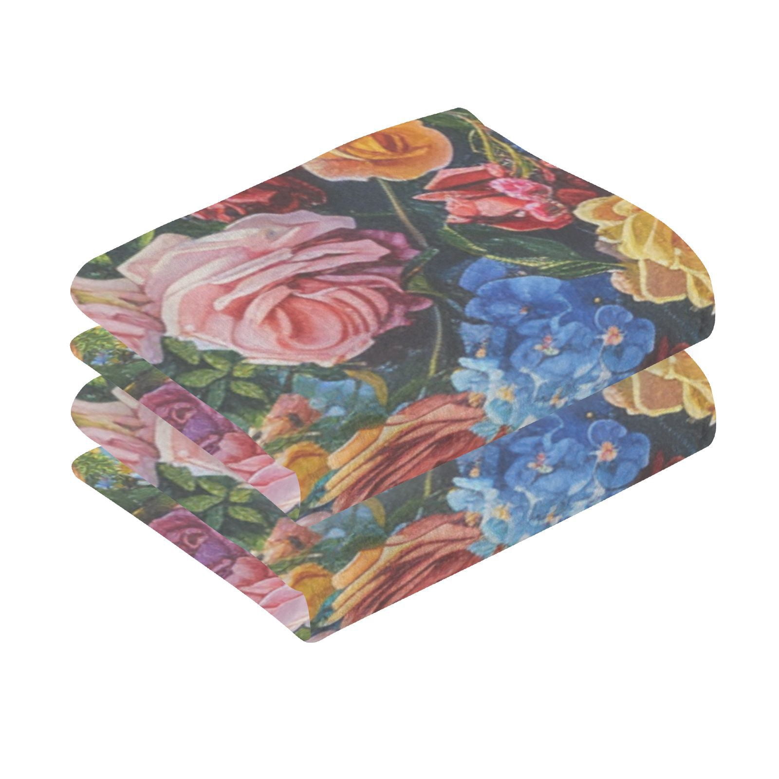 Floral Roses Flowers Hand Towels Cotton Bath Towels Large Face Towels Absorbent for Bathroom 2 Packs