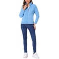 thumbnail image 2 of Chaqueta de forro polar con cremallera completa INSPIRE CHIC para mujer, abrigo de invierno de manga larga y cuello alto, color azul, 2 of 6