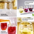 thumbnail image 4 of Paquete de 12 copas de vino reutilizables de plástico transparente de 355 ml con borde dorado, sin tallo, de Efavormart., 4 of 8