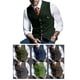 thumbnail image 4 of Chaleco De Un Solo Pecho Con Cuello En V Patrón De Cuadros Chaleco Casual De Moda Delgado Para Hombres Verde S, 4 of 6