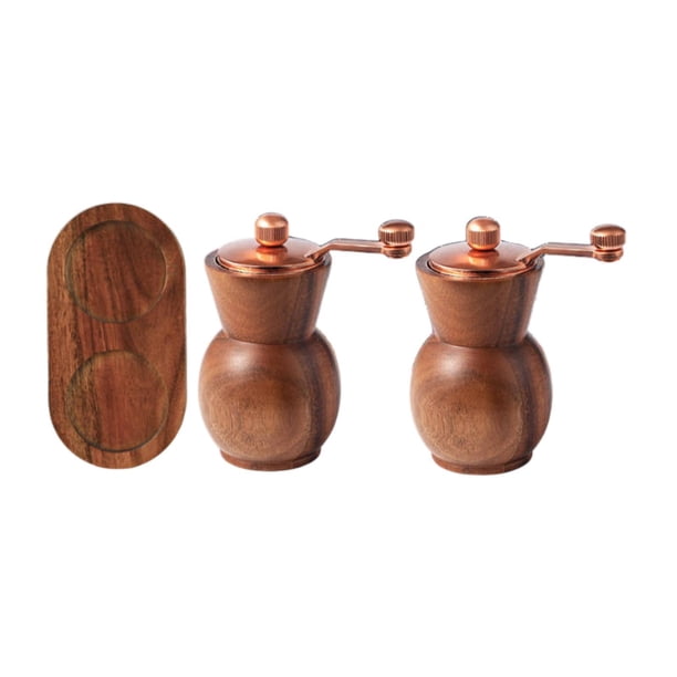 Juego de molinillo de sal de madera, Manual, multiusos con soporte, molinillo de sal marino recargable de aspereza ajustable resistente para cocina y