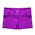 thumbnail image 3 of Manyakai Girls Kids Active Shorts Metallic High Waist Bottoms for Sport Dance Gymnastics Workout Purple 14, 3 of 5