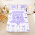 thumbnail image 5 of Manfei Coquette Purple Bowknot Full Size Sheets For Girls,Purple 3D Letter M Monogrammed Bed Sheets,4-Piece, 5 of 6