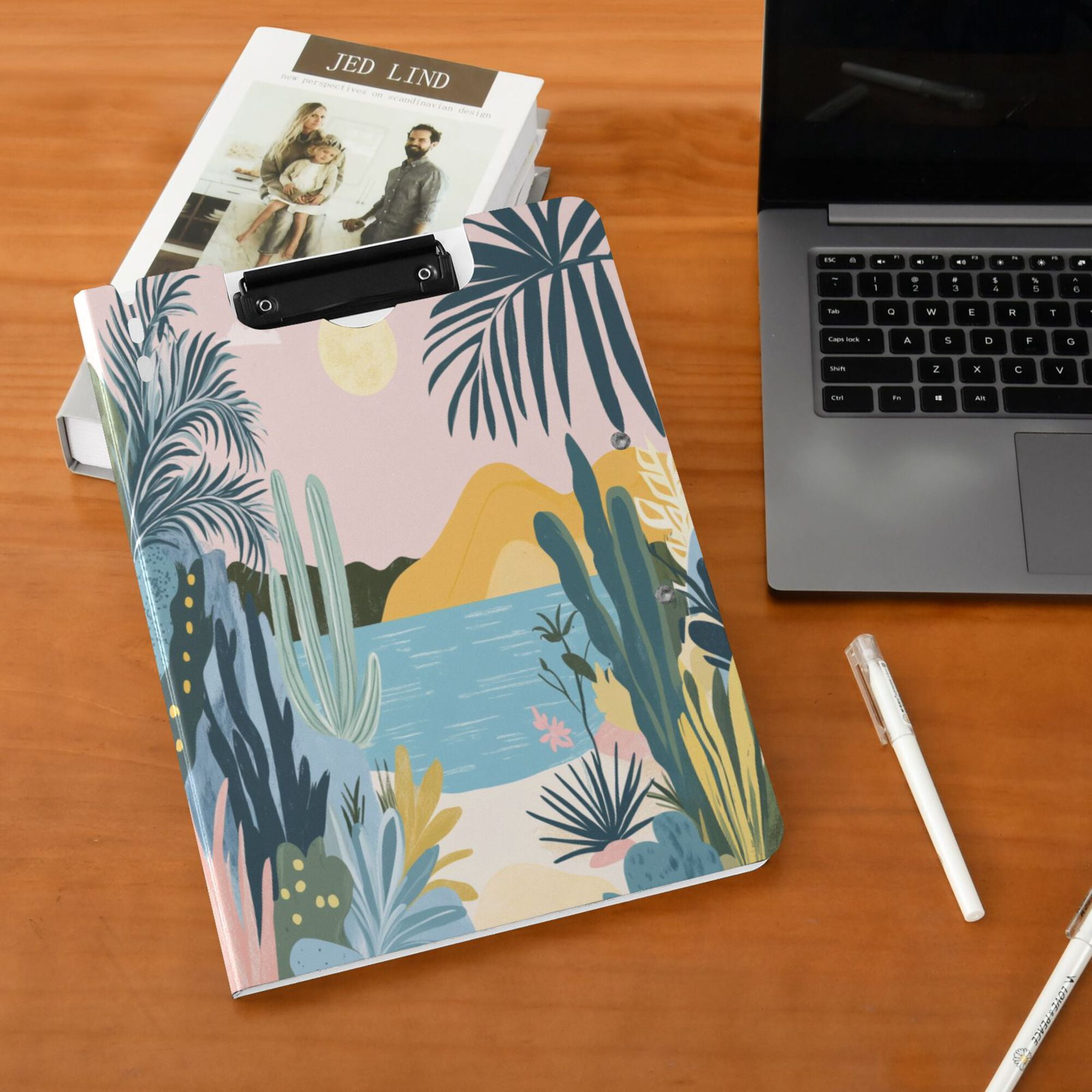 FORMRS A4 Clipboard Folder with Pen Holder Horizontal Foldable School Office Binder, Boho Style Sun