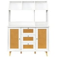 thumbnail image 2 of Sideboard Cabinet, Buffet Cabinet with Rattan Doors, 3 Drawers, Open Shelves for Home, Entryway, Dining Room - SMT-WR033W, 2 of 5