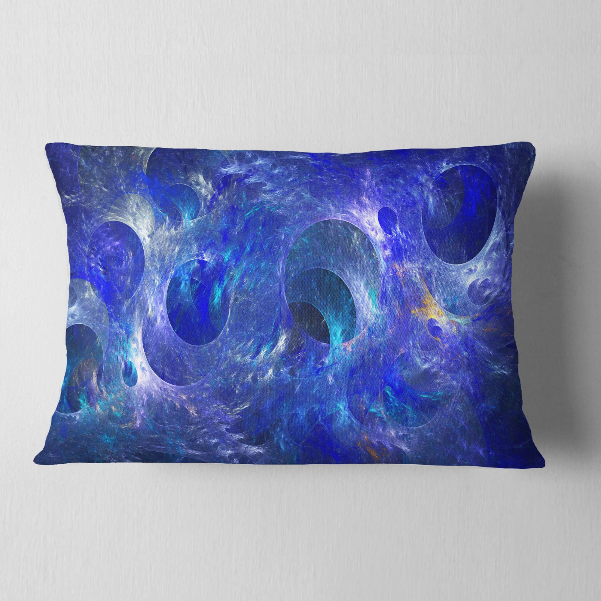 Designart Clear Blue Fractal Glass Texture - Abstract Throw Pillow - 12x20