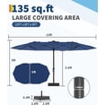 thumbnail image 2 of Twister.CK 15FT Large Patio Umbrella with Base Included, Double-Sided Rectangle Market Umbrella with Cross Base and Sandbag for Pool Lawn Garden, Navy Blue, 2 of 7