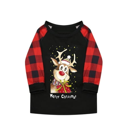 

Mrat Family Matching Wear Outfits Plaid Printed Home Wear Parent-child Print Homewear Pajamas Child Hoodless Sweatshirts Blouse Tops Family Clothes Family Plaid Holiday Sleepwear