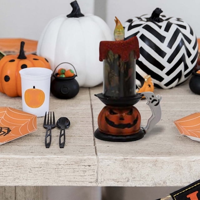 KER Halloween LED Electronic Candle Pumpkin Light For Home Party Desktop Ornament Decorative Centerpiece
