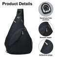 thumbnail image 3 of USB backpack waterproof travel shoulder chest bag-reflective diagonal polyester chest bag - black, 3 of 5