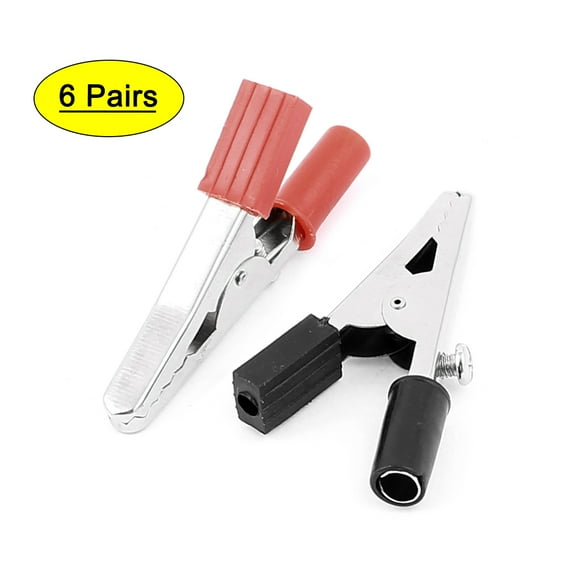 6 Pairs Black And Red Plastic Coated Insulated Crocodile Clips for Battery Test