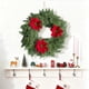 thumbnail image 1 of Coronas de plástico para decoración navideña, agujas de pino simuladas, flores de Pascua, círculos, decoraciones navideñas, mesa de comedor, coronas de agujas de pino artificiales, adornos para Hallow, 1 of 9