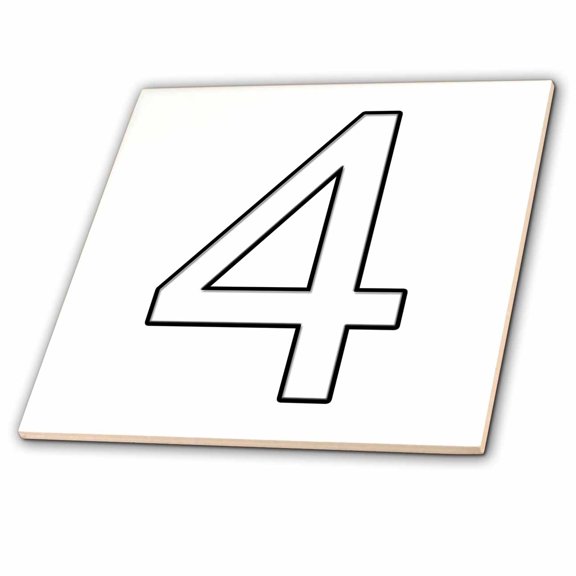 3dRose, Number 4, 4 Inch Ceramic Tile