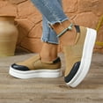 thumbnail image 5 of SYMOID Womens Khaki Slip on Platform Sneakers - Casual Pu Comfortable Durable Shoes with Non-Slip Sole for Daily Outings, Shopping & Campus Wear,Size 42, 5 of 9