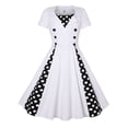 thumbnail image 1 of mfyjkho Vestidos de verano para mujer, Vestido ajustado con estampado floral y empalme en contraste para mujer Vestidos de fiesta para mujer xxxl, 1 of 8