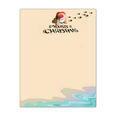 Christmas Beach Stationery - 60 Paper Sheets Per Stationery Pack- Beach Stationery - 6524
