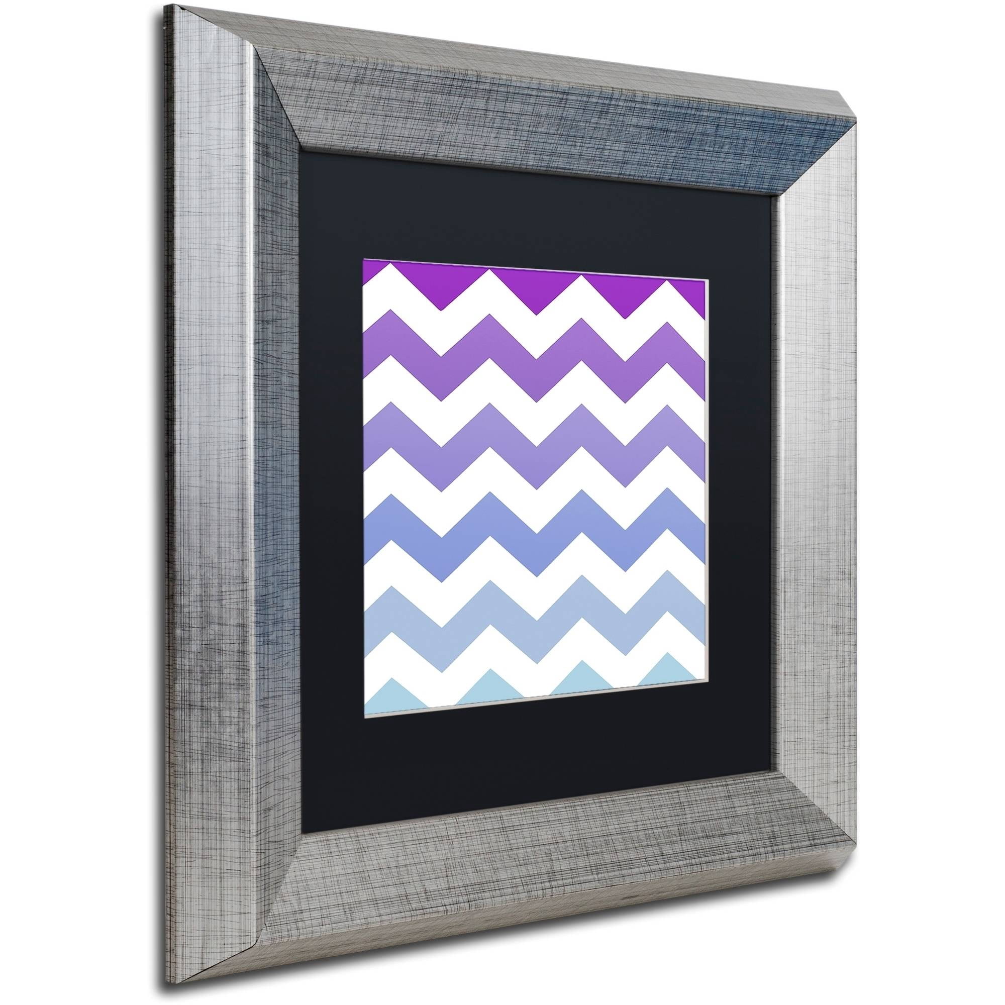 Trademark Fine Art "Purple-Blue Chevron" Canvas Art by Color Bakery Black Matte, Silver Frame