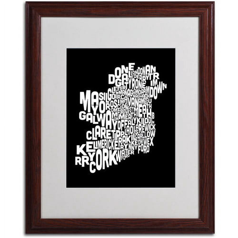 Michael Tompsett 'Ireland Text Map 5' Matted Framed Art - 16x20 Inches - Wood Frame (MT0269-W1620MF)