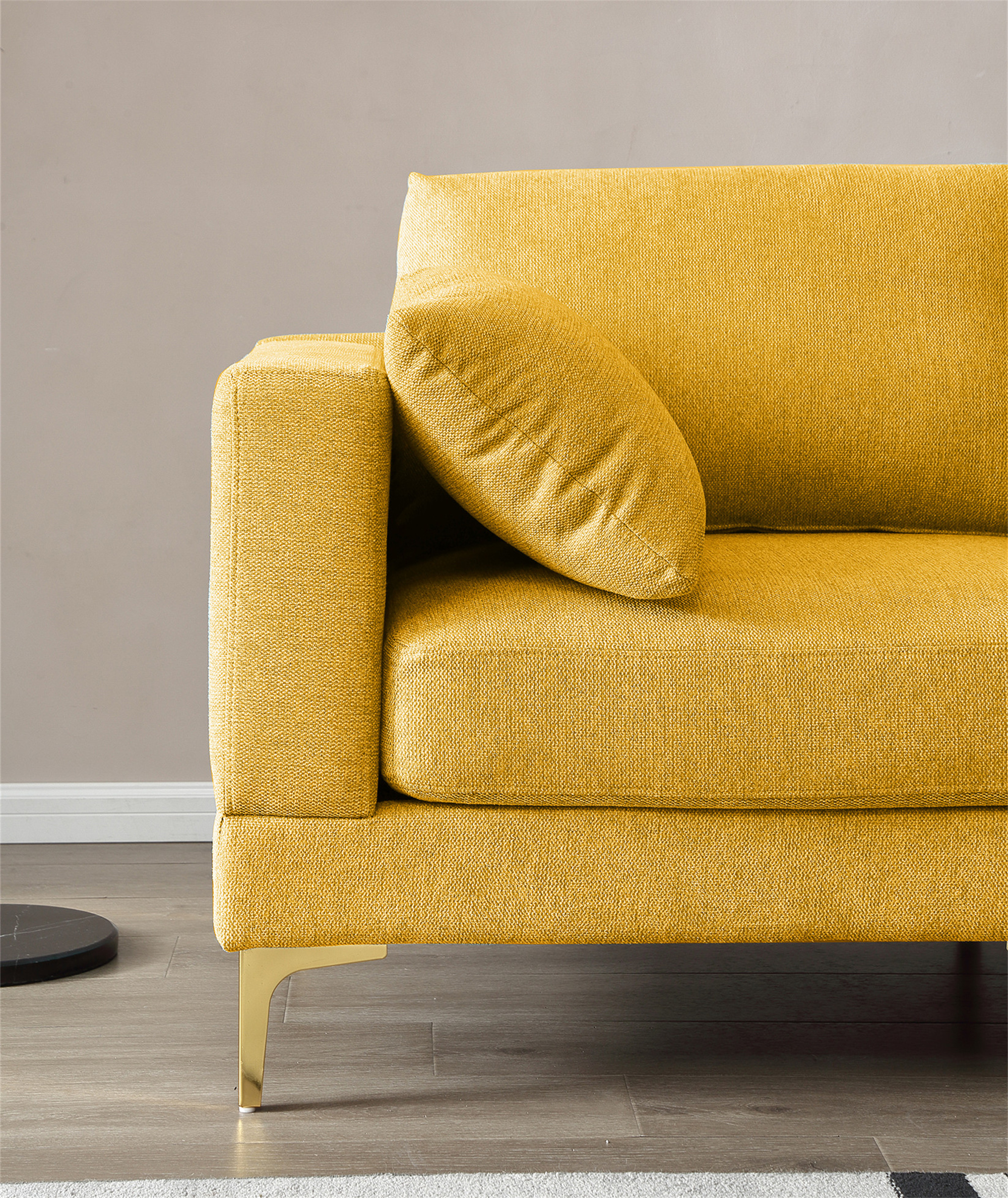 Aukfa 3-piece Modular Sectional Sofa, Loveseat, Chair, Ottoman, L shape Couch for Living Room, Yellow