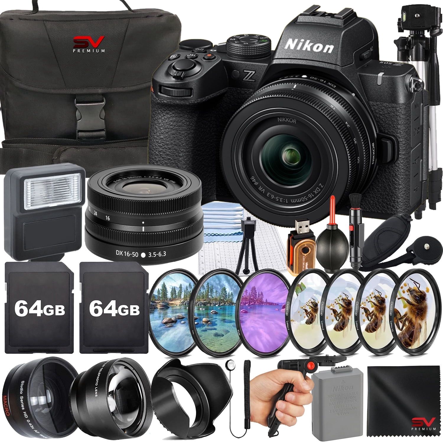 Nikon Z50 Kit: Mirrorless Camera, NIKKOR 16-50mm VR Lens, 64GB