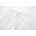 thumbnail image 5 of HH TRAF 2024 Pantalones cortos ajustados casuales para mujer, blancos, de cintura media, elásticos, con cordones, ahuecados, decorados, pantalones cortos de verano para mujer, a la moda, 5 of 5